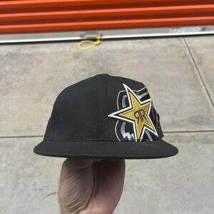 vintage rockstar energy drink fox racing black fitted hat